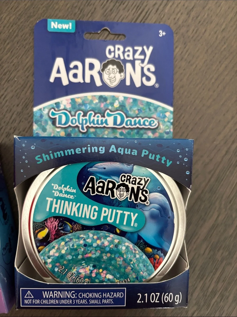 Crazy Aaron's Thinking Putty duo. Birthstone & Dolphin Dance (Pink, Aqua)